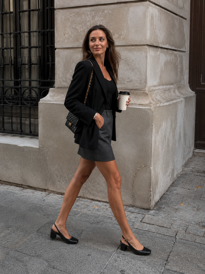 Scarpin Slingback Preto Salto Bloco