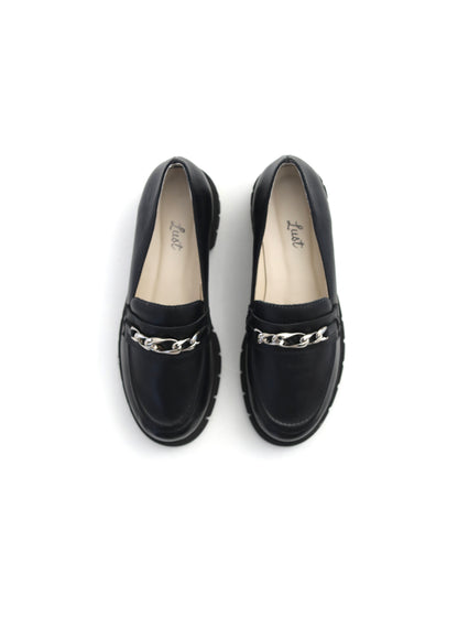 Loafer Tratorado Lara Couro Preto