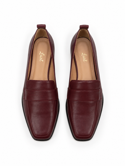 Mocassim Louise Couro Bordô