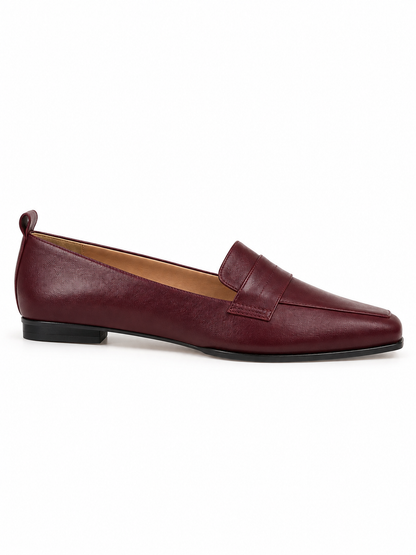 Mocassim Louise Couro Bordô