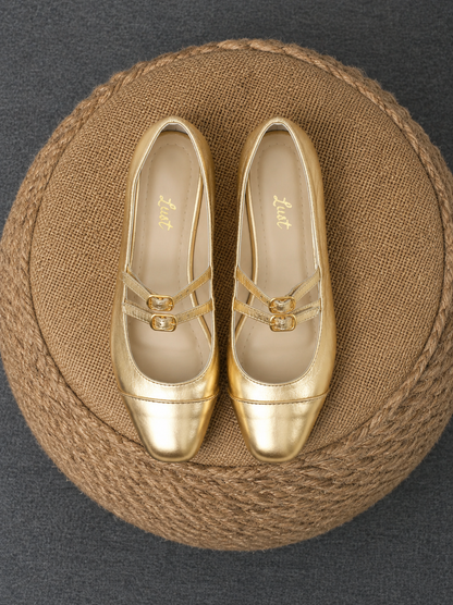 Sapatilha Bailarina Couro dourado