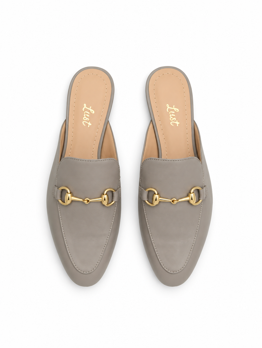 Mule Sarah Couro Cinza