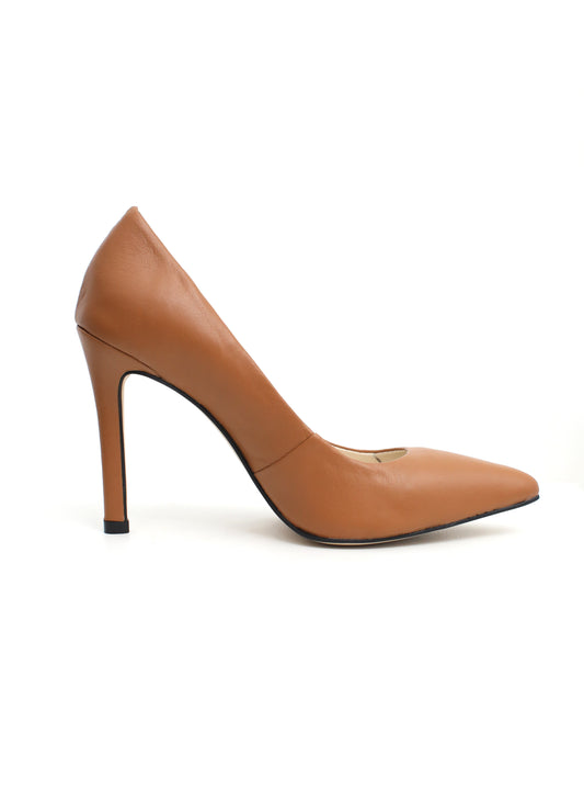 Scarpin Antonella Salto Alto Couro Caramelo