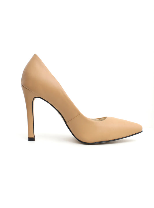 Scarpin Antonella Salto Alto Couro Nude