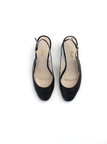 Scarpin Slingback Preto Salto Bloco
