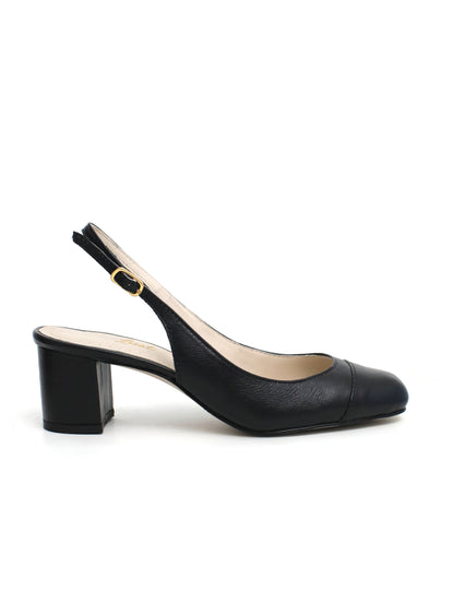 Scarpin Slingback Preto Salto Bloco